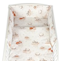 Baby Nellys Sada do postýlky 3D, mantinel a povlečení - Na obláčku, béžová, bílá