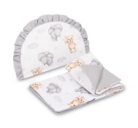 SENSILLO 2D sada do kočárku, postýlky, kolébky, mušelín, bavlna, Medvídek, bílá, šedá