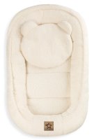 Baby Nellys Oboustranné hnízdečko s polštářkem Teddy Boucle - krémové