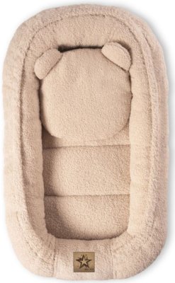 Baby Nellys Oboustranné hnízdečko s polštářkem Teddy Boucle - béžové