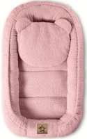 Baby Nellys Oboustranné hnízdečko s polštářkem Teddy Boucle - pudrově růžová