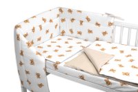 Baby Nellys Mantinel s povlečením do postýlky, 3D sada Bavlna, Míša - bílá s potiskem
