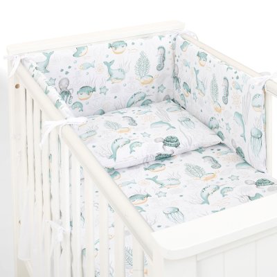 Mamo Tato Mantinel s povlečením do postýlky, 3D sada Bavlna, Oceán, 135x100 cm