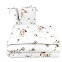 Miminu Mantinel s povlečením do postýlky, Kocourek a pampeliška - bílá, 135x100