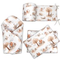 Baby Nellys 3D Mantinel s povlečením + zavinovačka zdarma, Liška, béžová,bílá