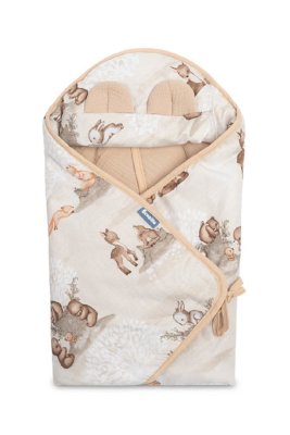 SENSILLO Zavinovačka 2v1 do autosedačky, kočárku, mušelín, bavlna - Zábava v lese, béžová