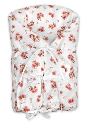 Baby Nellys Klasická retro zavinovačka LALLY šněrovací s výplní, Kačenky, růžová/bílá