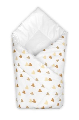 Baby Nellys Kojenecká zavinovačka klasik Srdíčka - bílá, béžová