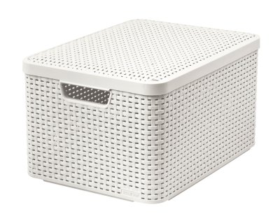 Curver Úložný box Rattan Style2 L s víkem 1 ks krémový
