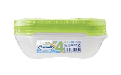 Tontarelli Dóza na potraviny Nuvola obdélníková 0,5 l 4 ks zelená