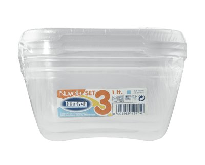 Tontarelli Dóza na potraviny Nuvola čtvercová 1 l 3 ks bílá