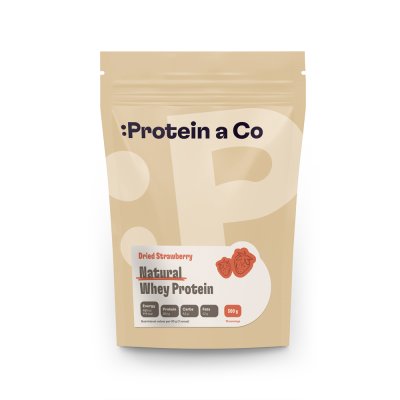 Protein&Co NATURAL WHEY – prémiový protein 500 g, Dried strawberry