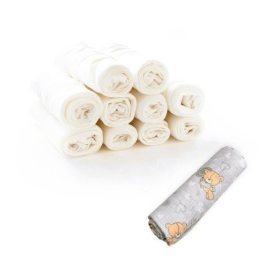 Baby Nellys Kvalitní bavlněné pleny TETRA LUX 70x80cm, 10ks v bal. + 1 ks zdarma