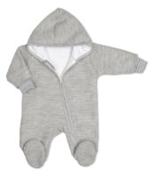 Baby Nellys Pletený overal s kapucí, CUTE - šedý, vel.56