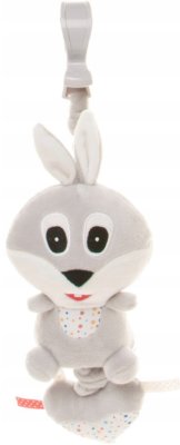 4 BABY Závěsná plyšová hračka s melodií, Rabbit, šedá