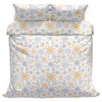 Povlečeme vše Bavlněné povlečení Vločky zlaté 140x200, 70x90 cm