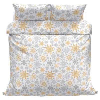 Povlečeme vše Bavlněné povlečení Vločky zlaté 140x200, 70x90 cm