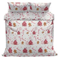 Povlečeme vše Bavlněné povlečení Domečky červené 140x200, 70x90 cm