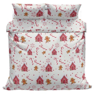 Povlečeme vše Bavlněné povlečení Domečky červené 140x200, 70x90 cm