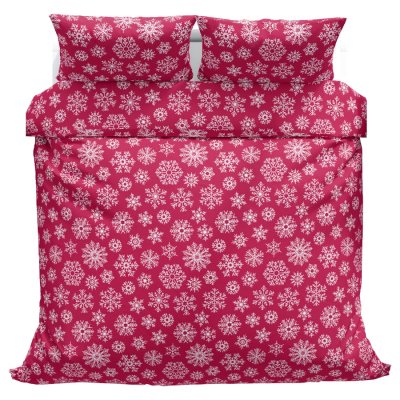 Povlečeme vše Bavlněné povlečení Vločky červené 140x200, 70x90 cm
