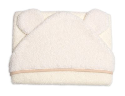 Baby Nellys Kojenecká osuška s kapucí a oušky Boucle 80x80cm, froté -  smetanová