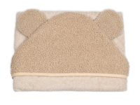 Baby Nellys Kojenecká osuška s kapucí a oušky Boucle 80x80cm, froté -  béžová, hnědá