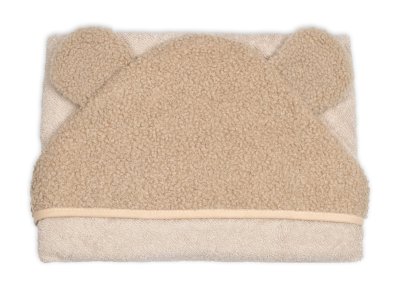 Baby Nellys Kojenecká osuška s kapucí a oušky Boucle 80x80cm, froté -  béžová, hnědá