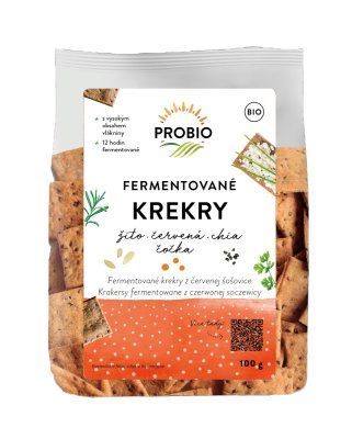 PROBIO Krekry fermentované žito, červená čočka, chia BIO 100 g