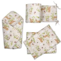 Baby Nellys 3D Mantinel s povlečením + zavinovačka zdarma, Veverky, béžová, šedá