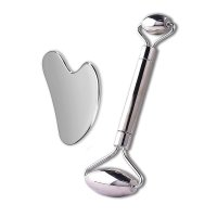 inSPORTline Masážní kovový set Face roller a Gua Sha Comesta Set