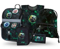 Baagl SET 5 Zippy Draci: aktovka, penál, sáček, zástěra, peněženka