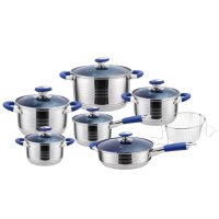 Haus Roland Sada nerezového nádobí 13 ks, s modrými úchyty