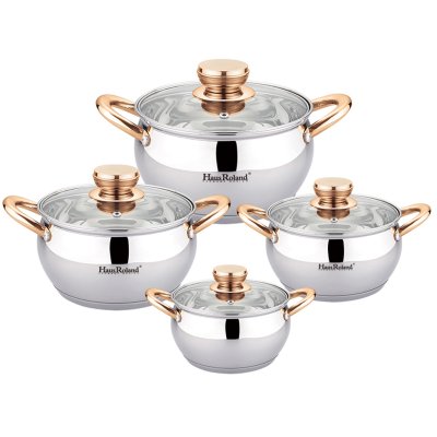 Haus Roland Sada nerezového nádobí 8 ks, s měděnými úchyty