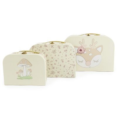 Bieco Sada tří kartonových kufříků - koloušek Ella - vintage flowers