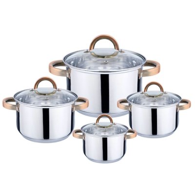 Haus Roland Sada nerezového nádobí 8 ks, se zlatými úchyty