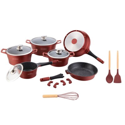 Royalty Sada nádobí 17 ks, barva burgundy