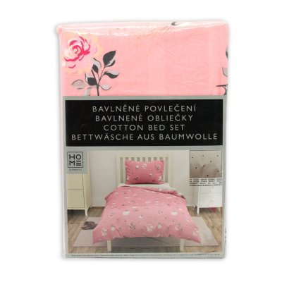 HOME ELEMENTS Povlečení bavlněné Květy a puntík