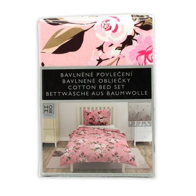 HOME ELEMENTS Povlečení bavlněné Růže a šedý puntík