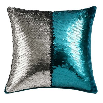 HOME ELEMENTS Polštář s flitry, modro stříbrný 40 x 40 cm
