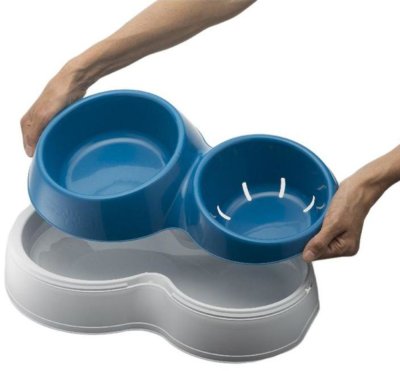 BAMA Dvojitá miska pro psy CIOTOLOTTO, velká, modrobílá