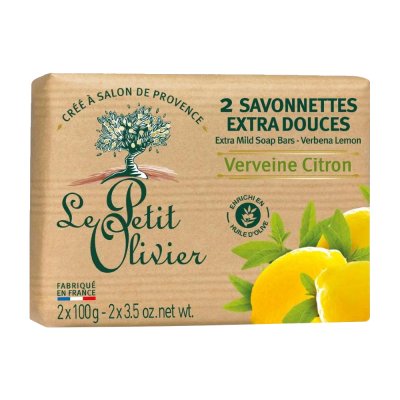 Le Petit Olivier Extra jemné mýdlo Verbena a citrón 2x100 g