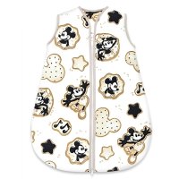 Baby Nellys Spací vak, bavlna, celoroční na zip 74 cm, Myška Retro - bílá s potiskem