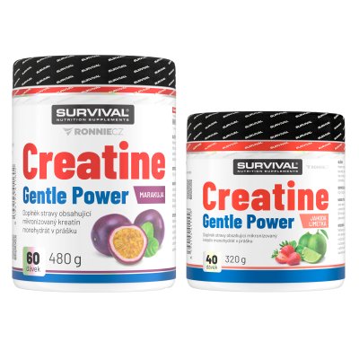 Survival Creatine Monohydrate Gentle Power AKCE 480 g broskev + 320 g lime-jahoda ZDARMA