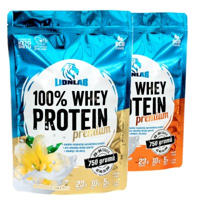 Lionlab 100 % Whey Protein 750 g AKCE 1+1 slaný karamel + vanilka