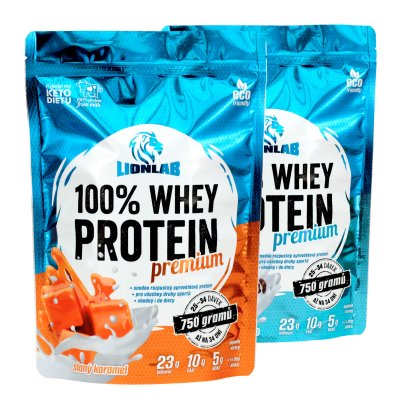 Lionlab 100 % Whey Protein 750 g AKCE 1+1 slaný karamel + kokos