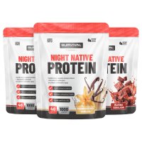 Survival Night Native Protein 1000 g  AKCE  2+1 ZDARMA vanilka+ čokoláda+jahoda