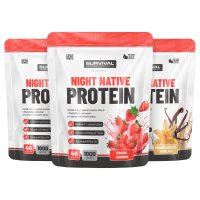 Survival Night Native Protein 1000 g AKCE  2+1 ZDARMA 2x vanilka+jahoda