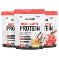 Survival Night Native Protein 1000 g AKCE  2+1 ZDARMA 2x jahoda + vanilka