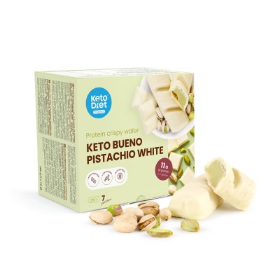 KetoDiet Keto Bueno Pistachio White - křupavé oplatky (7 porcí)