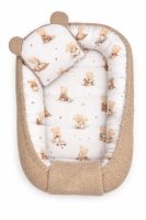 Baby Nellys Oboustranné hnízdečko s polštářkem, boucle, 50x80 cm, Kouzelný Méďa, hnědý